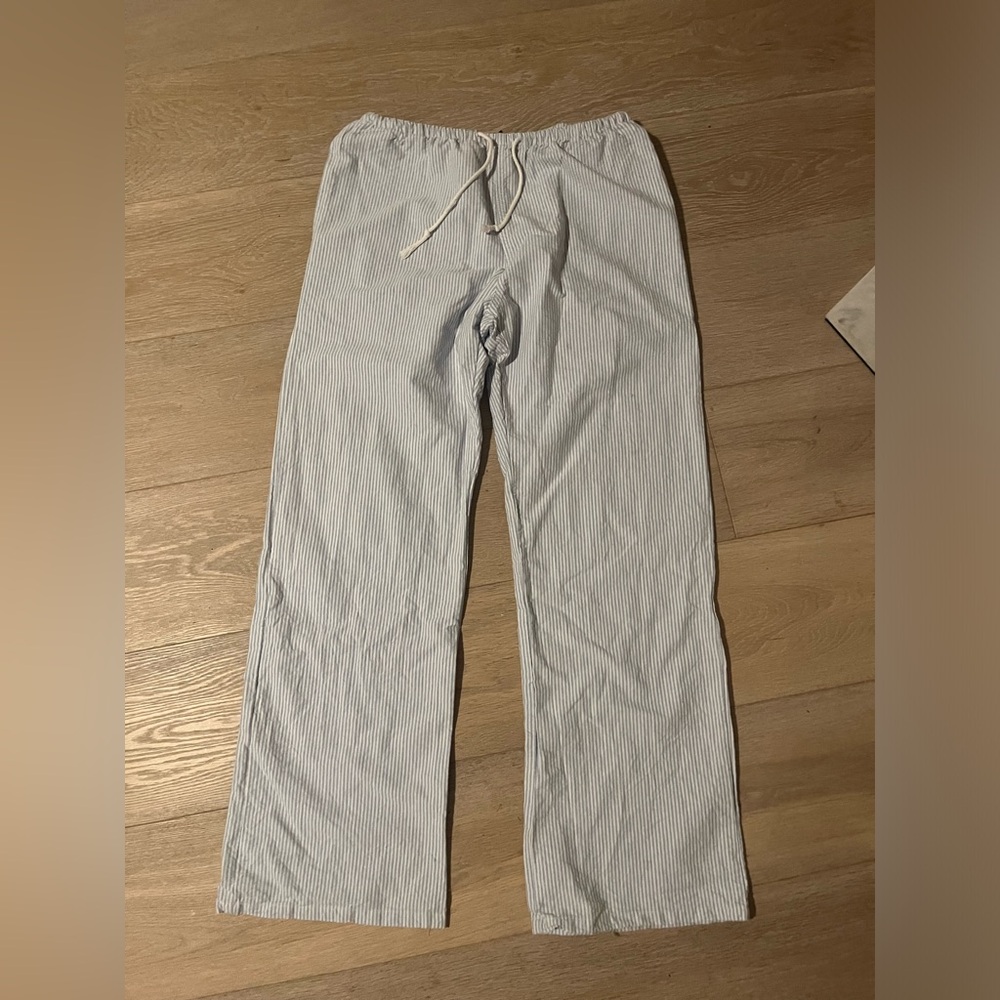 Brandy Melville Anastasia Pants Light Blue and White Stripes